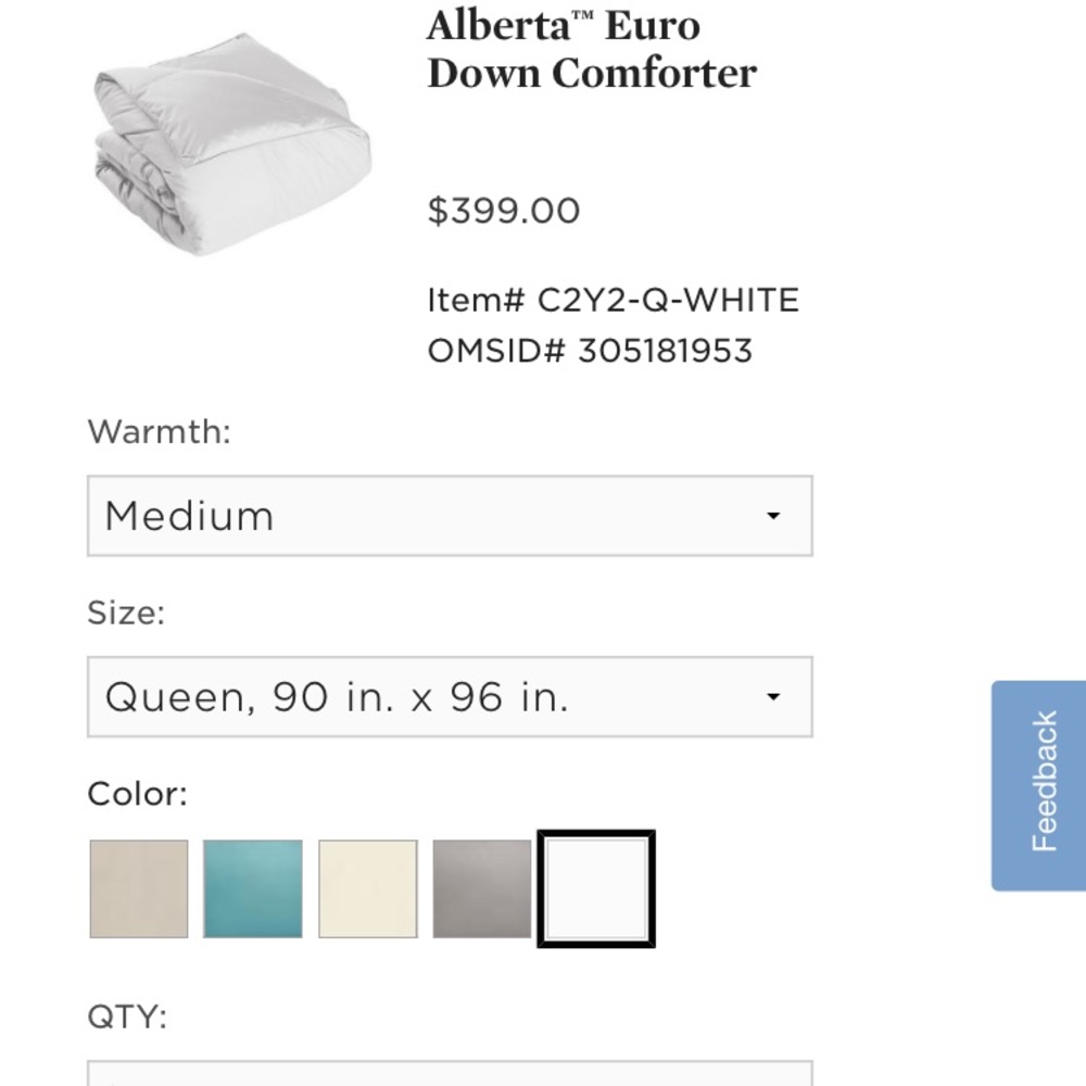 Alberta Euro Down Comforter